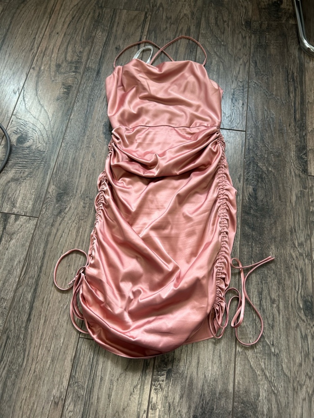 Pink Satin Slip Dress with Cowl Neck